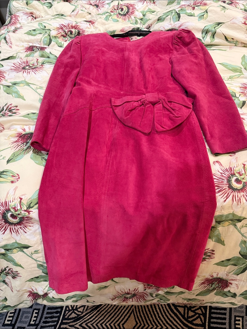 Women’s ' Bright Fuchsia Velvet Party Dress with Bow . Stunning Elegant Ltd. Ed